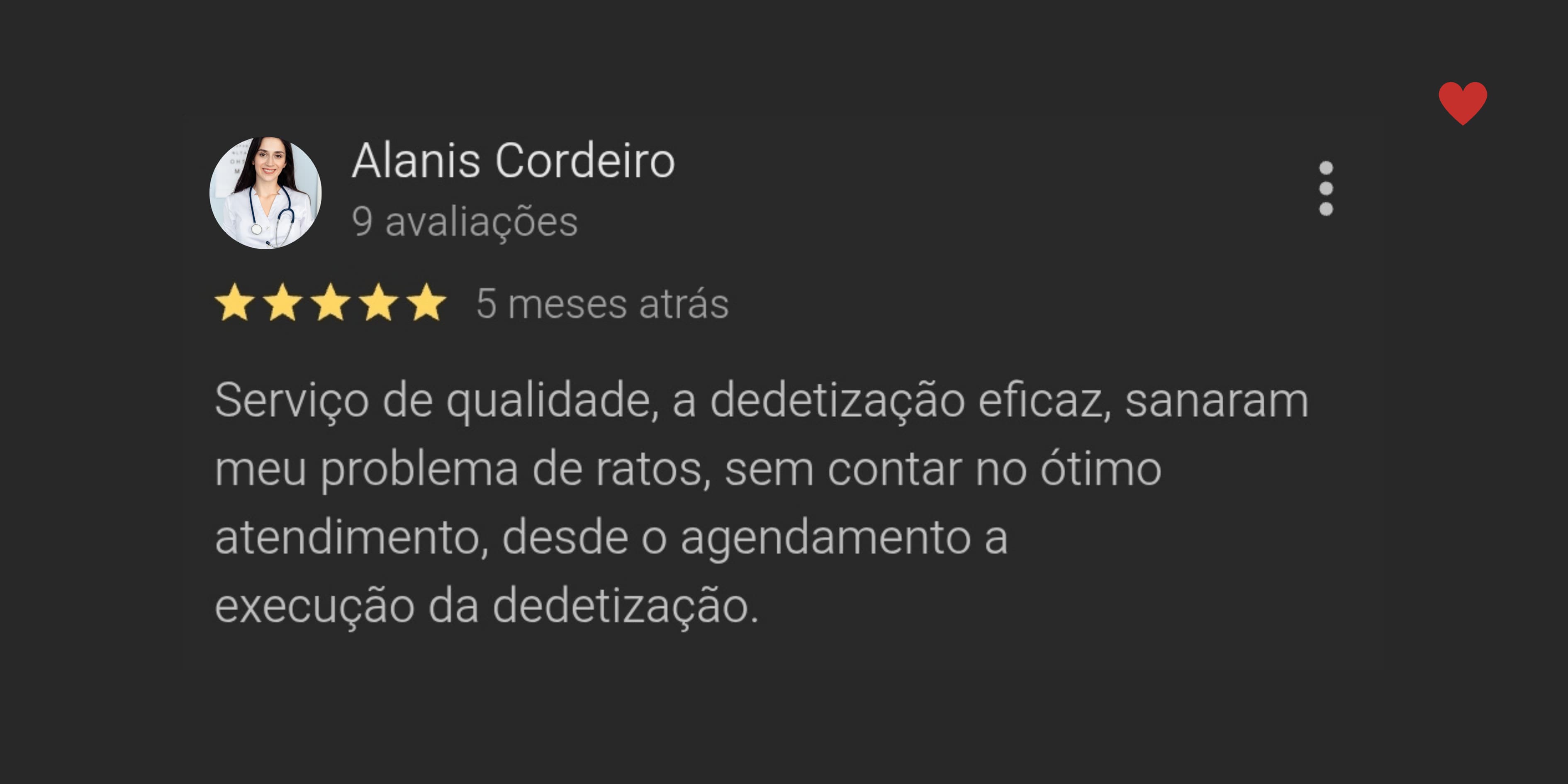 Comentário sobre qualidade do serviço